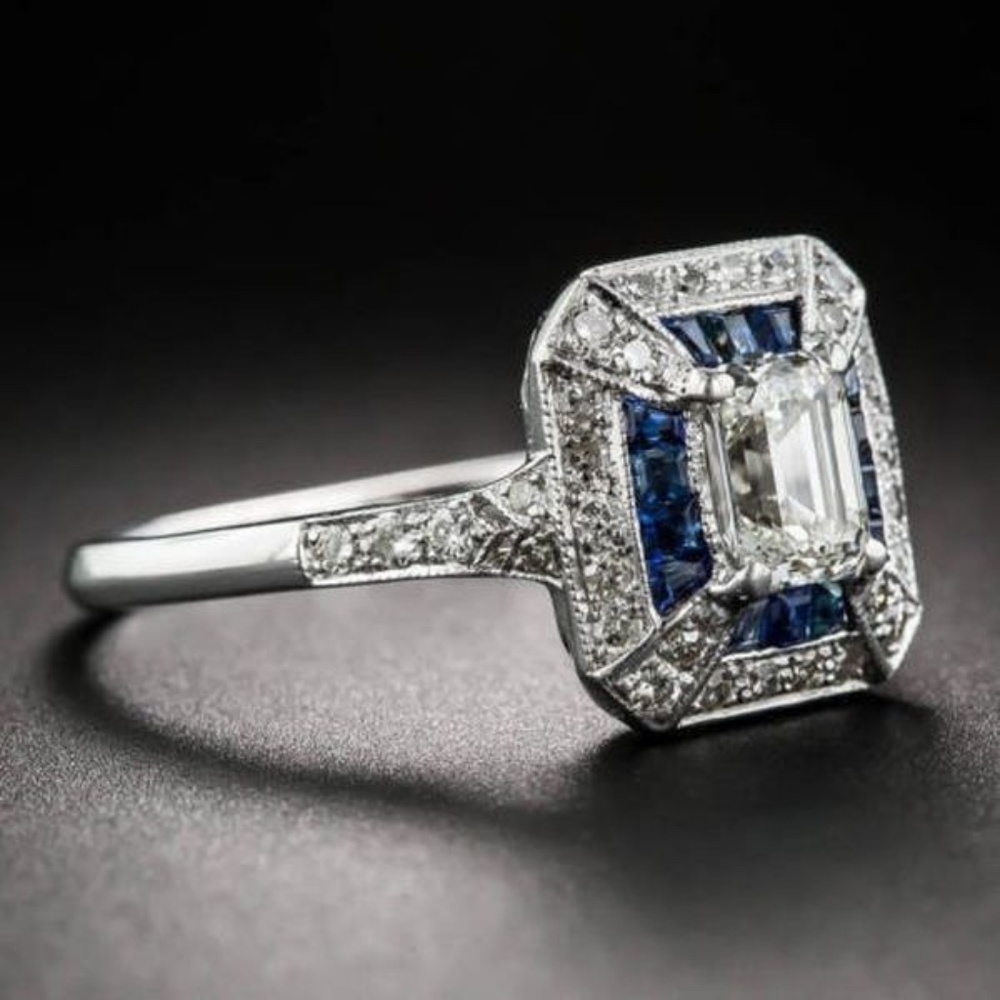 925 Sterling silver White & Blue Sapphire